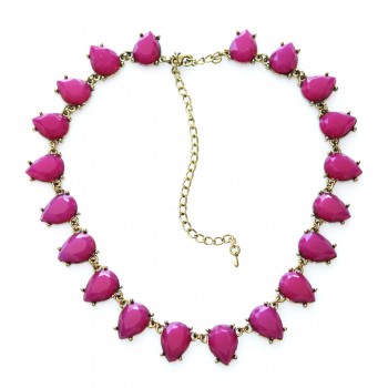 Fuchsia Faceted Teardrop Gemstone Statement Necklace